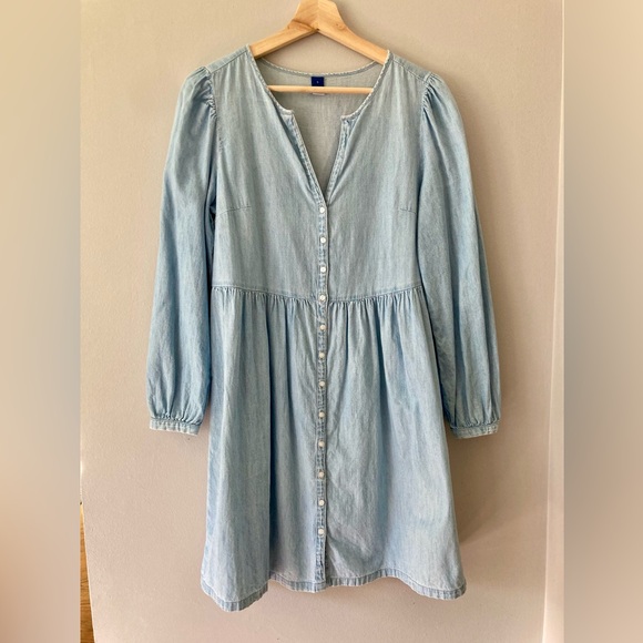 Old Navy Fit & Flare Chambray Mini Dress Sz Small - Picture 3 of 6